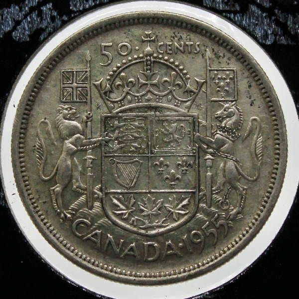1955 CANADIAN SILVER 50 CENT COIN