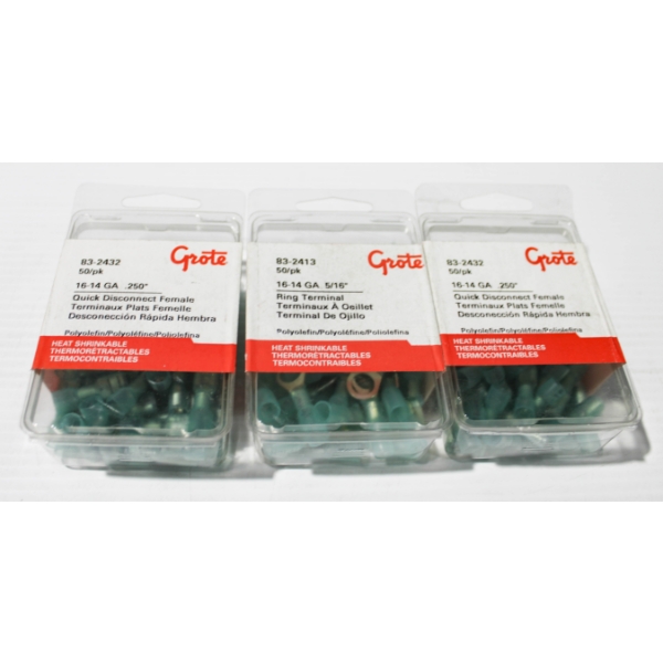 3 X 50 NEW GROTE HEAT SHRINKABLE CRIMP-ON TERMINALS