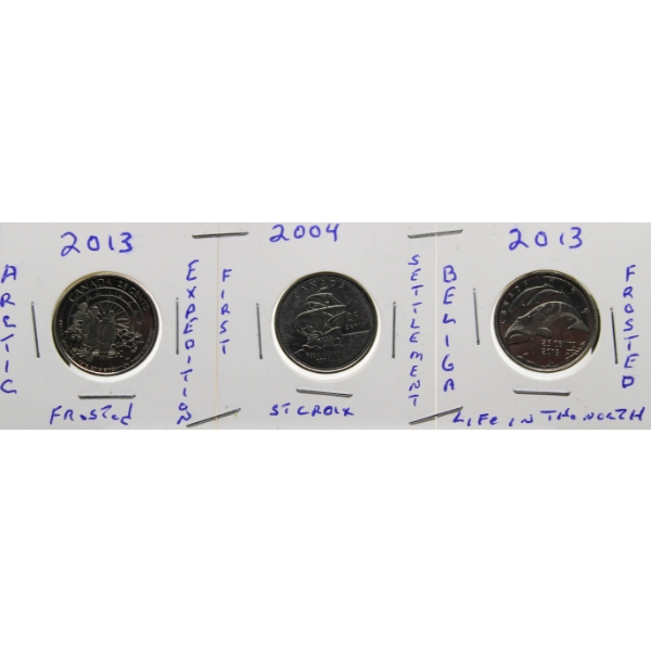 2004 & 2013 CANADIAN 25 CENT COINS