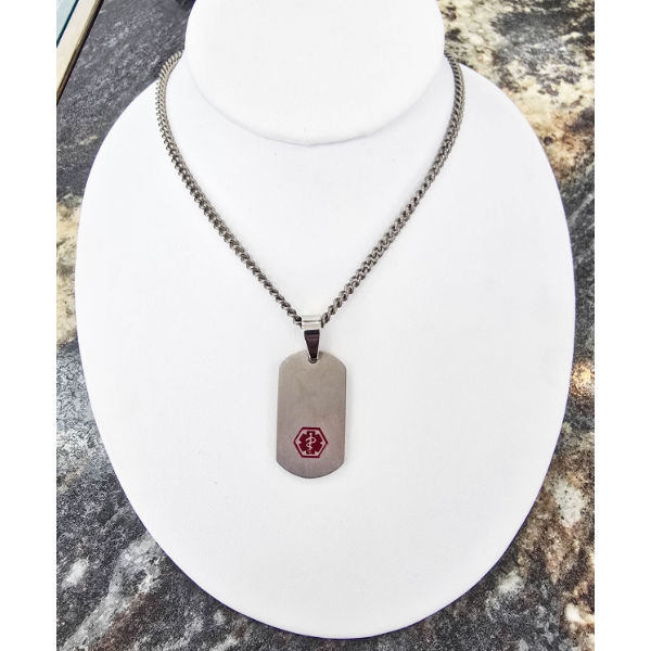 18" NEW TITANIUM CHAIN W/ MEDICAL ALERT PENDANT 