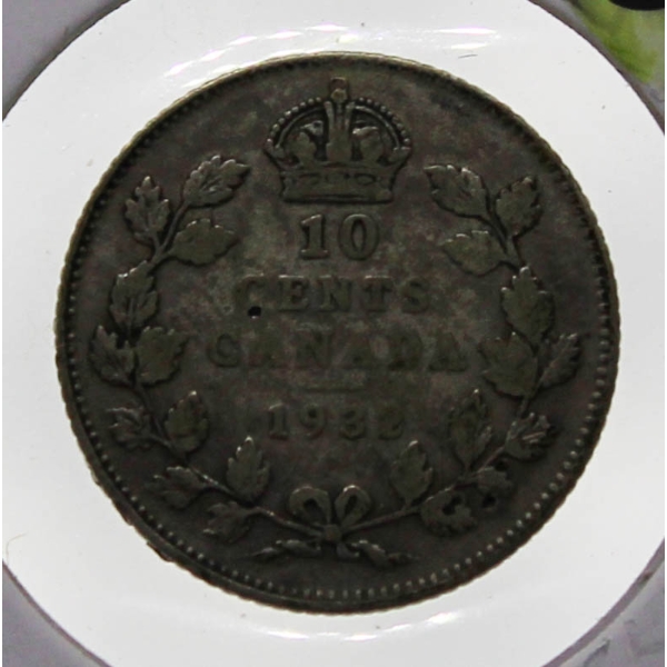 1932 CANADIAN SILVER 10 CENT COIN
