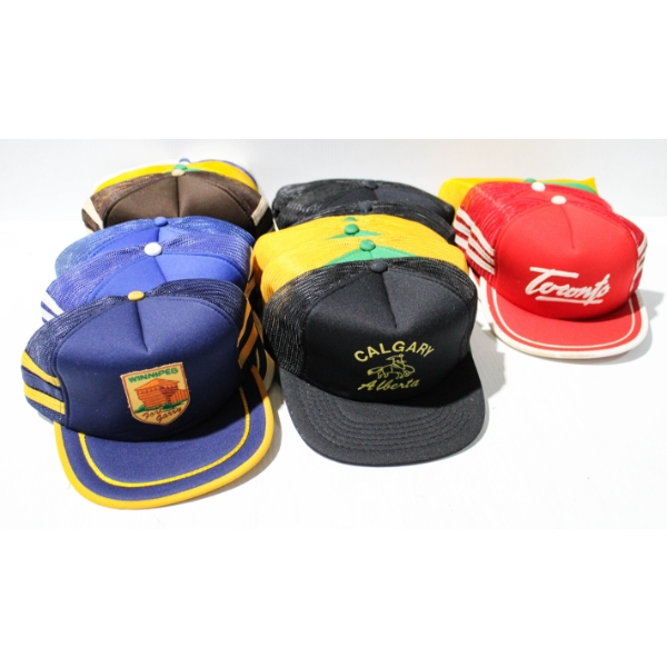 21 NEW VINTAGE TRUCKER HATS - CALGARY RODEO - TORONTO ETC.