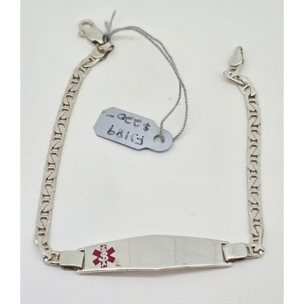 .925 SILVER MEDICAL ALERT 8" BRACELET
