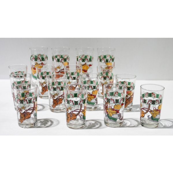 16 WINNIE THE POOH & TIGGER CHRISTMAS DRINKING GLASSES