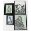 Image 1 : 5 CREATURES OF CREATIVITY PENGUIN ETC. WALL ART SIGNED PK