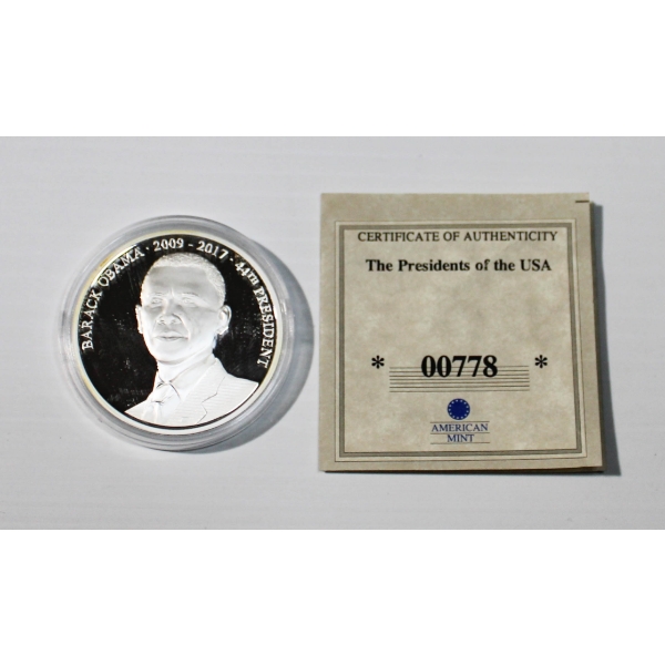 BARACK OBAMA - FORWARD COMMEMORATIVE COIN W/ COA