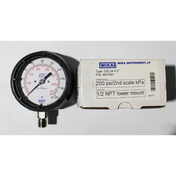 NEW WIKA XSEL 200PSI 1/2 NPT PRESSURE GAUGE