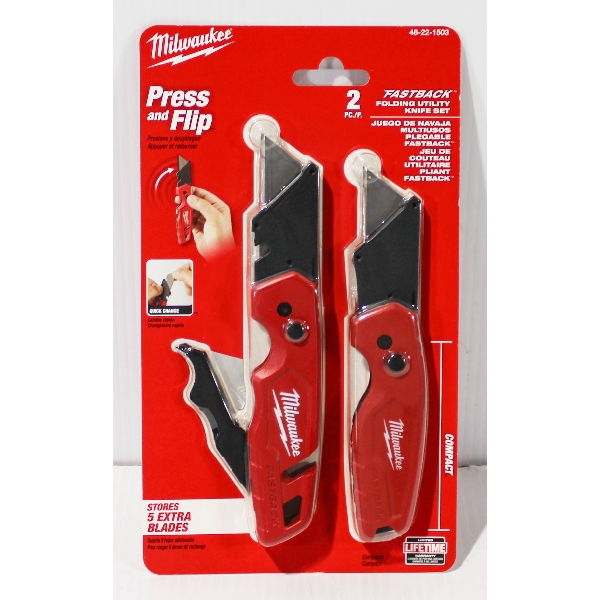 NEW MILWAUKEE 2PC FAST-BACK FOLDING KNIFE SET 