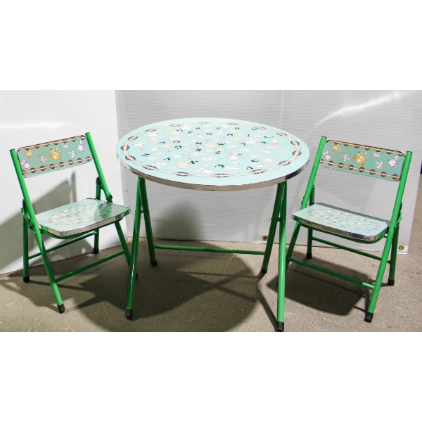 3PC CHILDREN'S FOLDING TABLE & CHAIR SET - GREEN