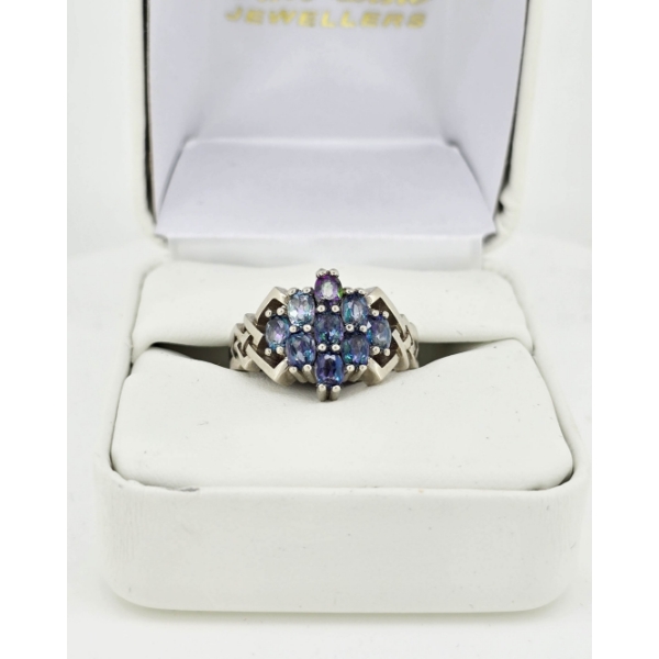 CUSTOM 10K WHITE GOLD MYSTIC TOPAZ RING
