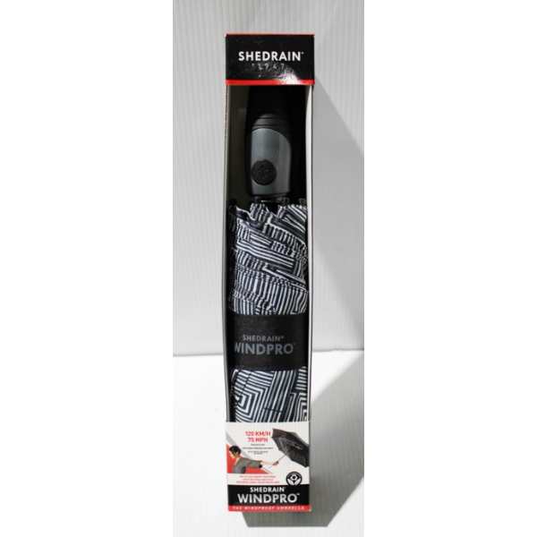 NEW SHEDRAIN WINDPRO UMBRELLA - BLK/ WHITE