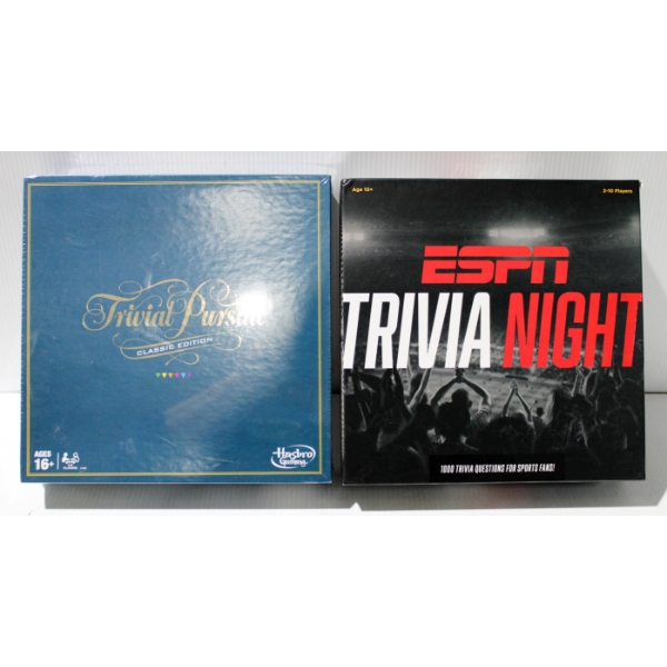 NEW TRIVIAL PURSUIT CLASSIC & ESPN TRIVIA NIGHT EDITIONS