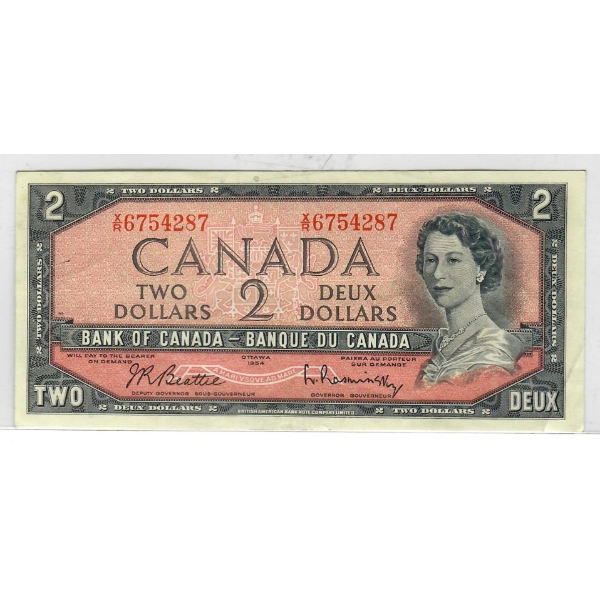 1954 CANADIAN $2 DOLLAR BANKNOTE