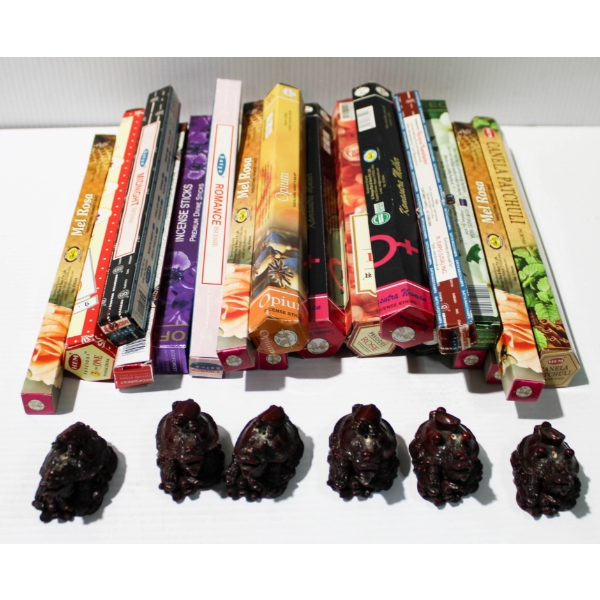 6 INCENSE HOLDERS & ASST INCENSE STICKS