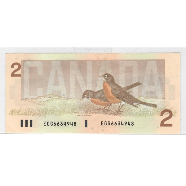 1986 CANADA BIRD SERIES CRISP/UNC $2 BANKNOTE
