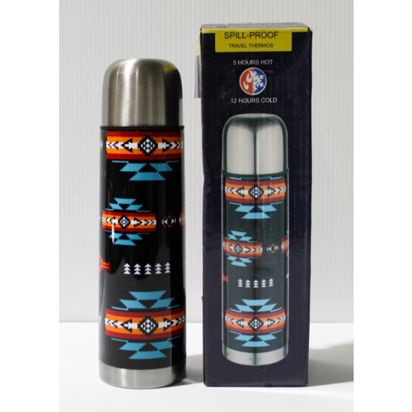 NEW NU TRENDZ SOUTHWEST DESIGN TRAVEL THERMOS - BLK