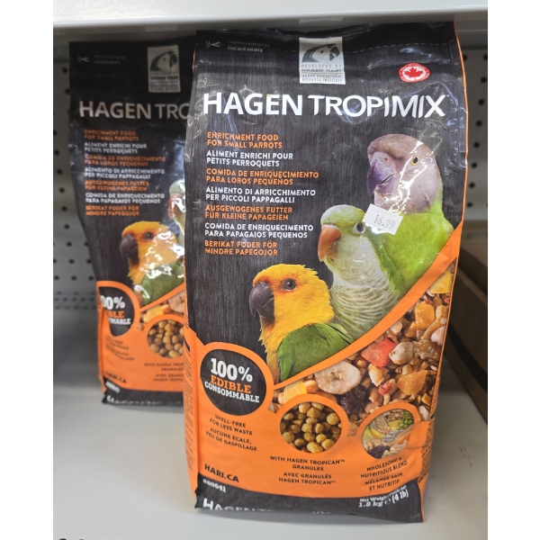 2 BAGS HAGEN TROPIMIX SMALL PARROT FOOD 