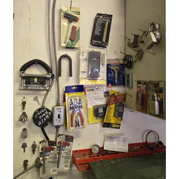 ASSORT. HANGING SMALL TOOLS, LOCKS & MORE