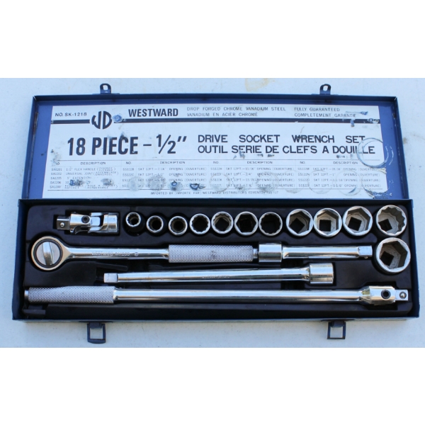 18PC WESTWARD 1/2" DRIVE SOCKET WRENCH SET