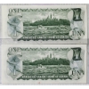 Image 2 : TWO SEQUENTIAL 1973 CANADIAN $1 BANKNOTES