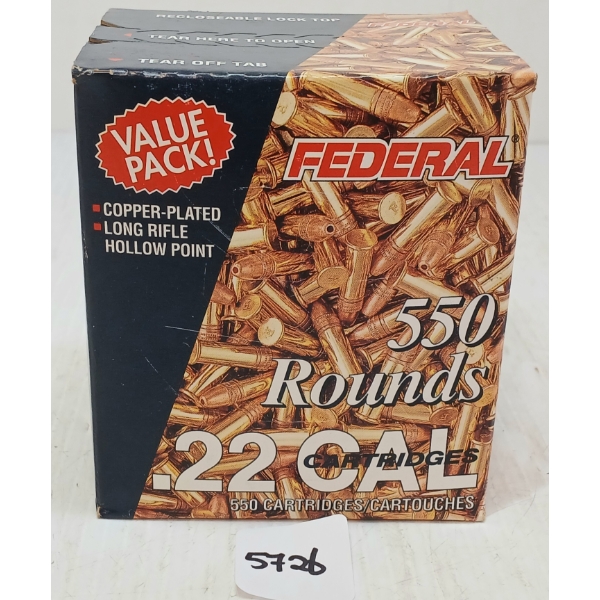 AMMO: 550X FEDERAL .22 LR - 36GR - HP - SEALED