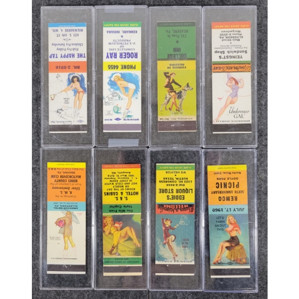 LOT OF 8 - PIN-UP ADVERTISING MATCHBOOK PACKAGES - MATCH CORP OF AMERICA., ETC