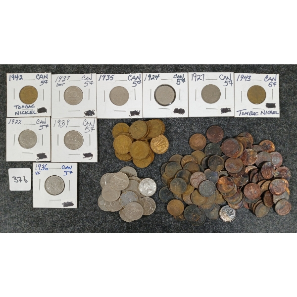 QTY OF 1922-1972 CDN / US 1 & 5 CENT COINS 