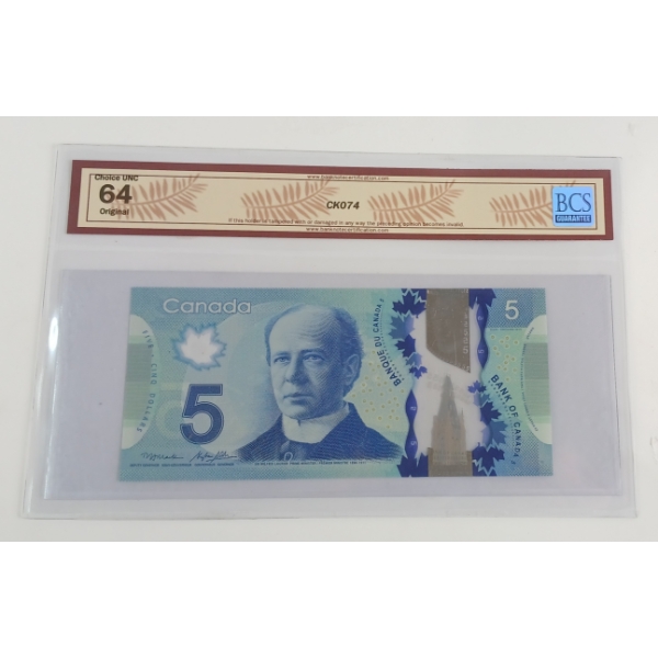 2013 CDN $5 BANKNOTE - BC-69B-N1-III GRADE