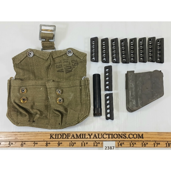 LOT OF 13 - LEE ENFIELD STRIPPER CLIPS, OILER, POUCH & NO. 4 .303 BRIT MAGAZINE - PAL REQ. 