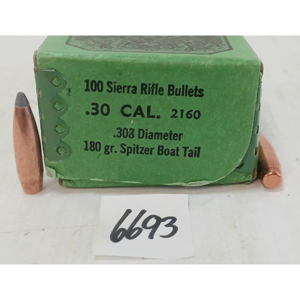 BULLETS: APPROX 100X SIERRA .30CAL - 180GR