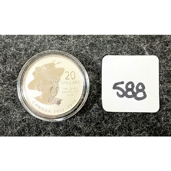 2012 RCM $20 FINE SILVER COIN - A CELEBRATION 60 YEARS IN THE MAKING 