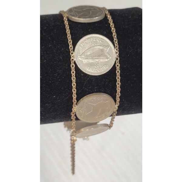 1928, 1935 & 1942 IRISH HALF CROWN SILVER COIN BRACELET