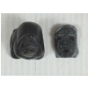Image 8 : LOT OF 2 - "OLDMAN MASK" & "WOMAN IN PARKA" BY SILAS KAYAKJUAK(1956 - 2024) - STONE