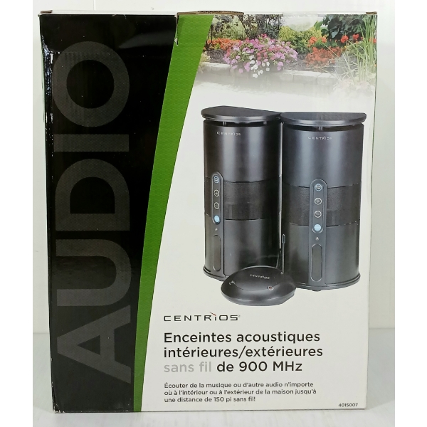 CENTRIOS 900 MHZ WIRELESS INDOOR / OUTDOOR SPEAKERS - AS NEW