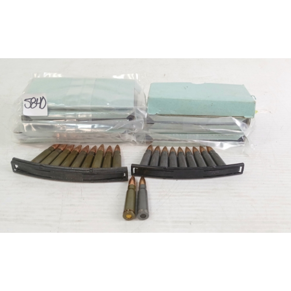 AMMO: 100X MILITARY ISSUED 7.62X39CAL W/ STRIPPER CLIPS - SOME SEALD