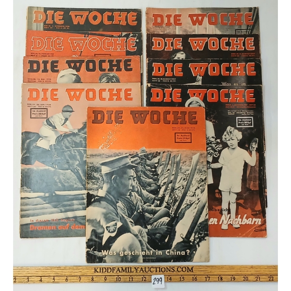 LOT OF 9 - 1936-1937 "DIE WOCHE" GERMAN MAGAZINES