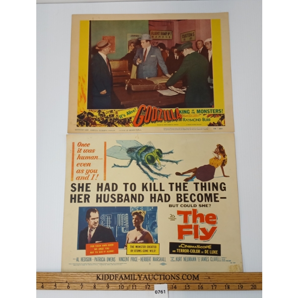 LOT OF 2 - 1958 "THE FLY" & 1956 "GODZILLA" STUDIO CARDS