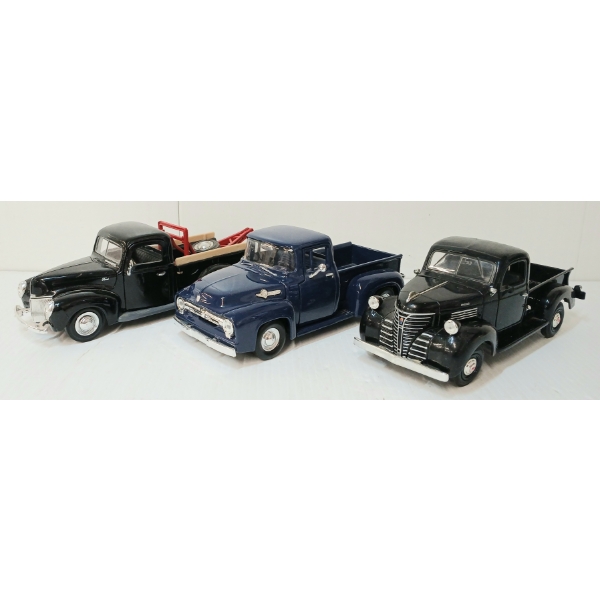 LOT OF 3 - 1941 PLYMOUTH, 1940 & 1955 FORD PICK-UP TRUCK DIECAST MODELS