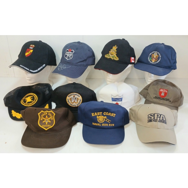 LOT OF 11 - POLICE & GUN CLUB CAPS - AS NEW