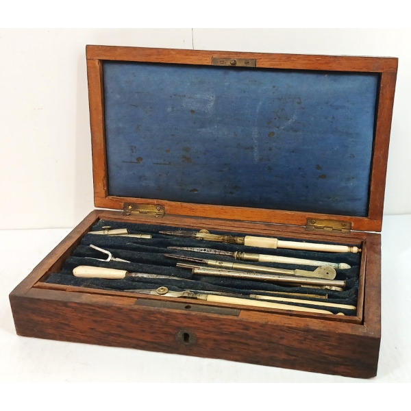 ENGLISH DRAFTING SET W/ CASE - CIRCA 1850-85