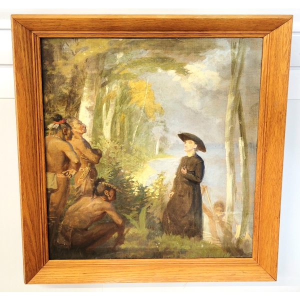  AS SHEEP AMONG WOLVES   BY UNKNOWN ARTIST - FRAMED OIL ON CANVAS