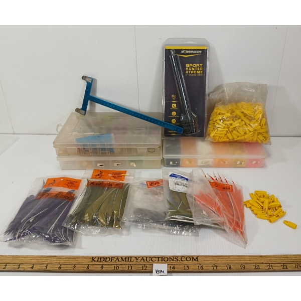 JOB LOT - ARCHERY - BEESTINGER SPORT HUNTER 8IN STABILIZER, FEATHERS, NOTCHES, ETC