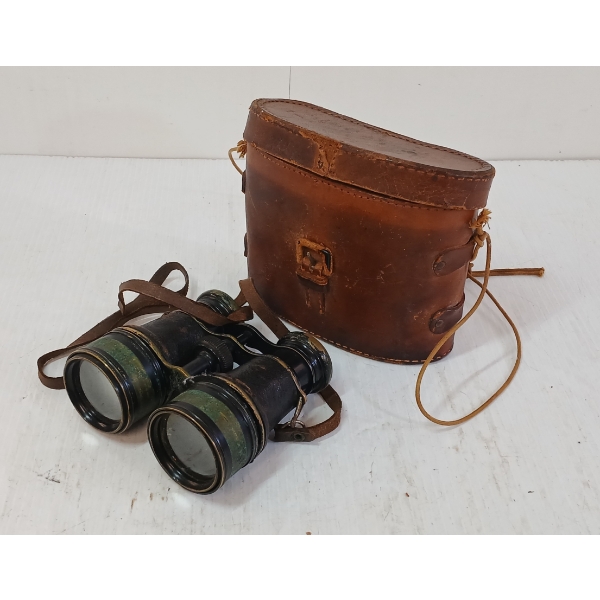 WWI FRENCH DERAISME FAB PARIS BINOCULARS W/ CASE