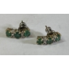 Image 1 : PAIR OF 10K GOLD EARRINGS W/ EMERALD & DIAMOND