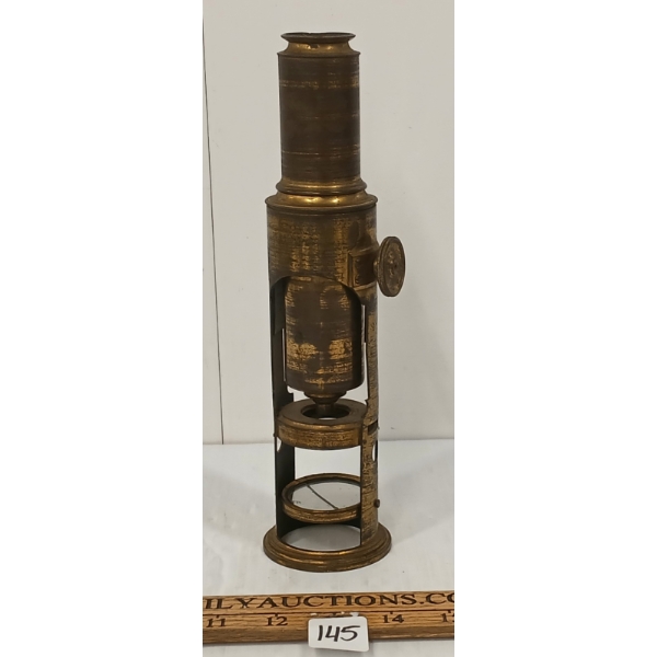 DRUM COMPOUND MICROSCOPE - BRASS - C. VICTORIAN ERA