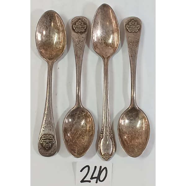 LOT OF 4 - ALBERTA RIFLE ASSOCIATION TEA SPOONS - BIRKS REGENCY PLATE & ROGERS BRO'S.