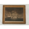 Image 1 : "THE DESPERATE FIGHT OF CAPT' PEARSON & COMMANDER JONES [...] 1779" - GILDED FRAMED LITHOGRAPH