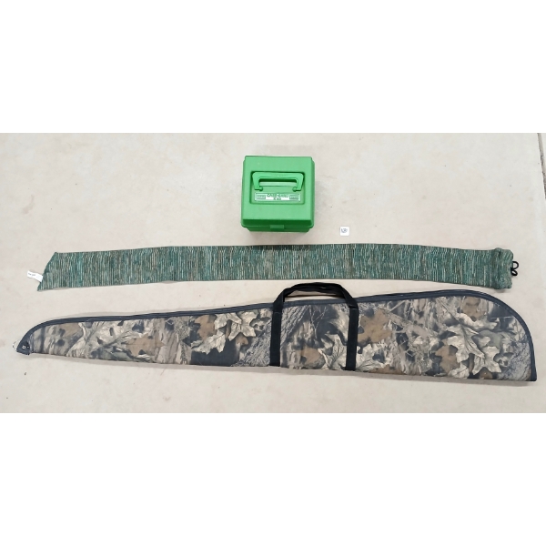 LOT OF 3 - SOFT LONG GUN CASE, GUN SOCK & RELOAD CASE