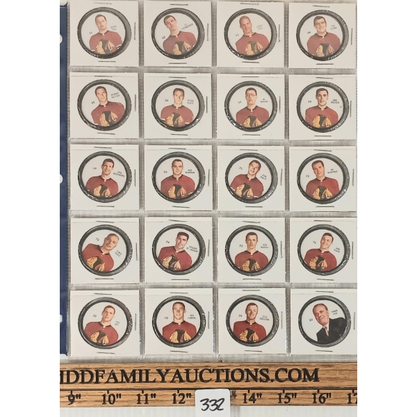 LOT OF 20 - 1961-1962 SHIRRIFF VINTAGE NHL CHICAGO BLACK HAWKS HOCKEY COINS