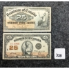 Image 1 : LOT OF 2 - 1900 & 1923 DOMINION OF CANADA 25 CENT BANKNOTES